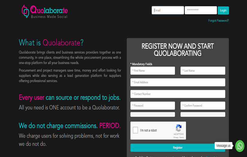 Quolaborate Website development. screenshot 1